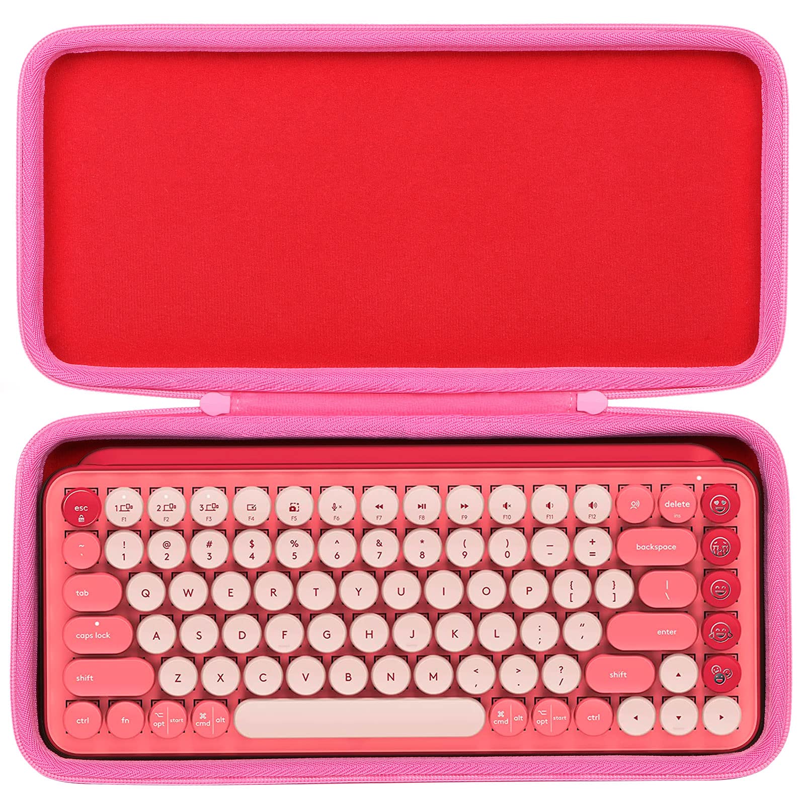 co2CREA 収納ケース 互換品 Logicool ロジクール POP KEYS K730 メカニカル ワイヤレス キーボード+ M370 マウス(ロジクール POP KEYS キーボード) (ピンク)