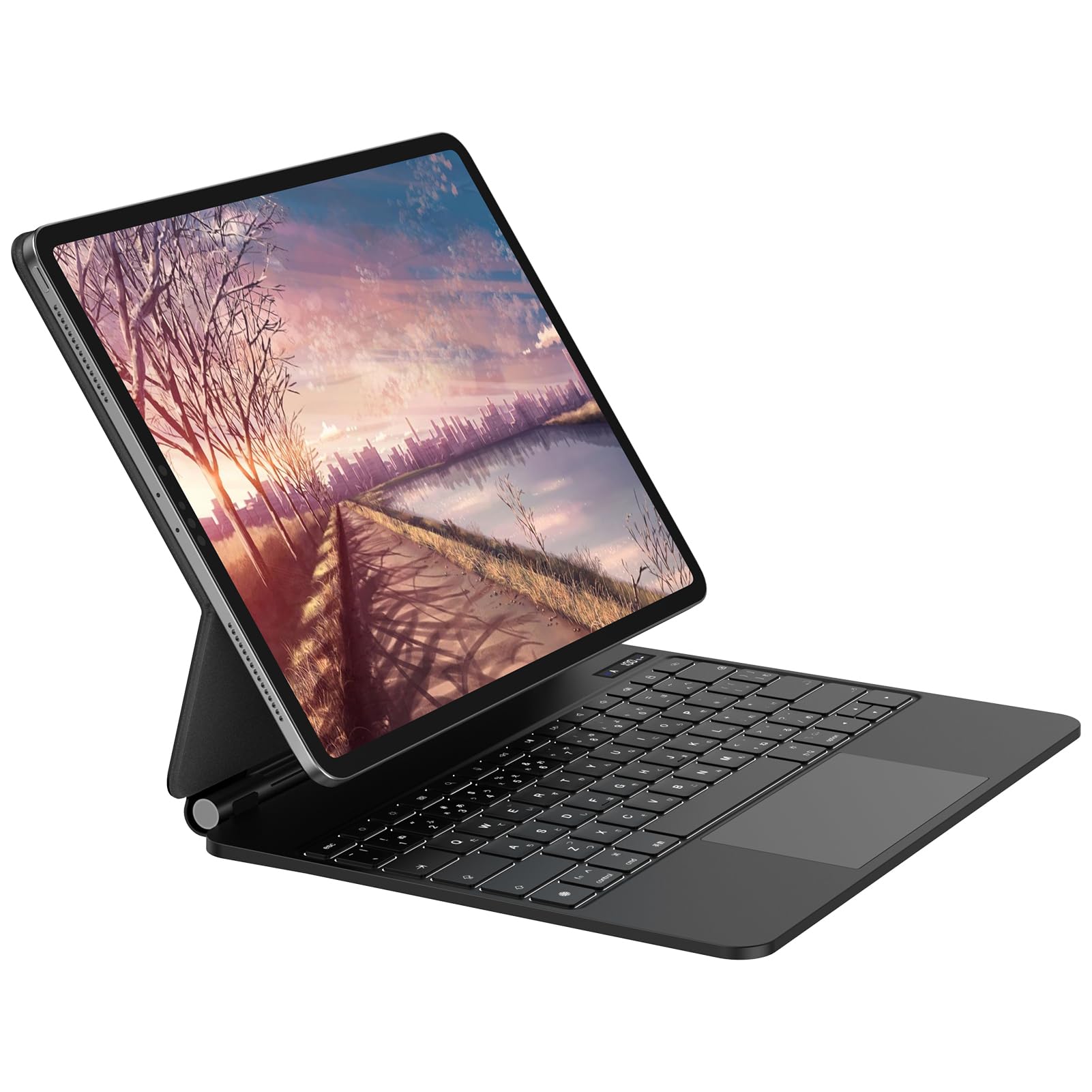マジックキーボード GOOJODOQ iPad Pro 12.9インチ スマートキーボード iPad Pro 12.9 2018第三世代/2020第四世代/2021第五世代適用 トラックパッド付き ケース 7色バックライト 日本語配列 カバー 日本語説明書 ブラック