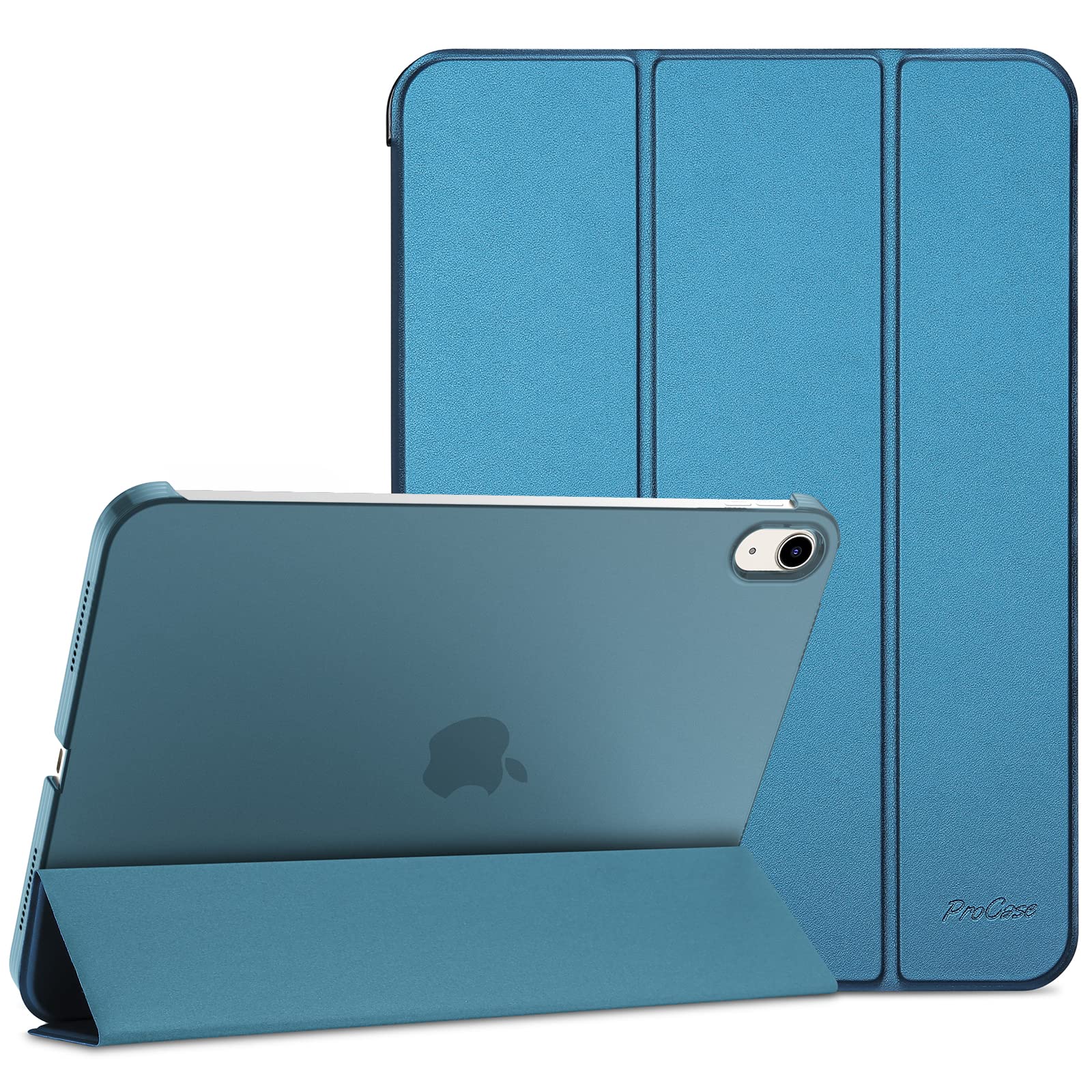 【送料無料】ProCase iPad 10世代 ケース 2022 10.9インチ A2696 A2757 A2777 軽量 耐衝撃 三つ折り スタンド スマートカバー（ティール）