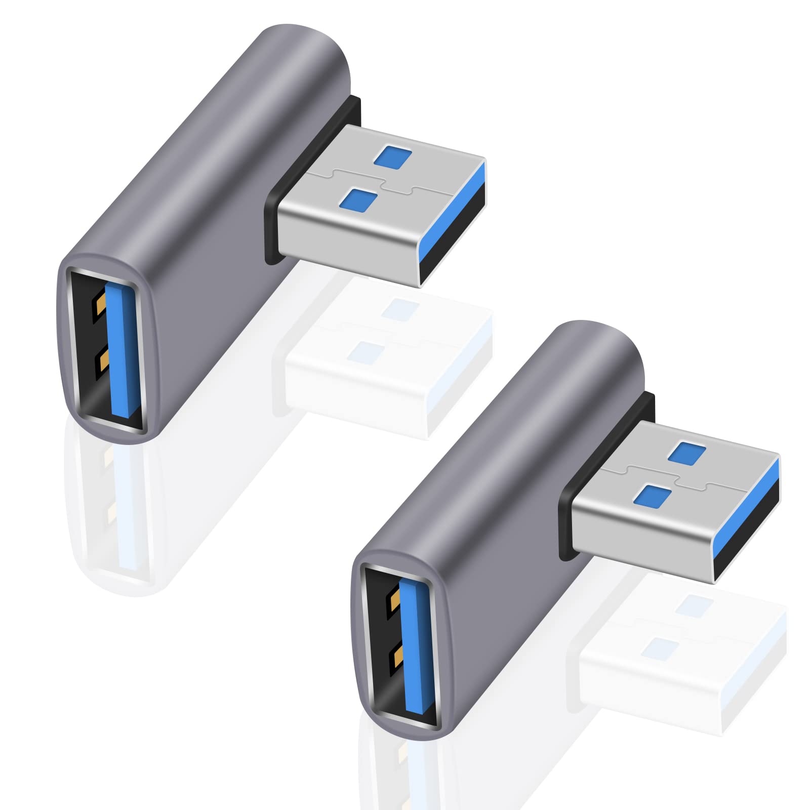 【送料無料】Poyiccot USB L字 アダプタ、USB 3.1アダプタL字型 USB L字 変換 USB L字 延長アダプタ 10gbps 急速充電＆高速データ同期 対応 直角90度 方向変換 、2個セット
