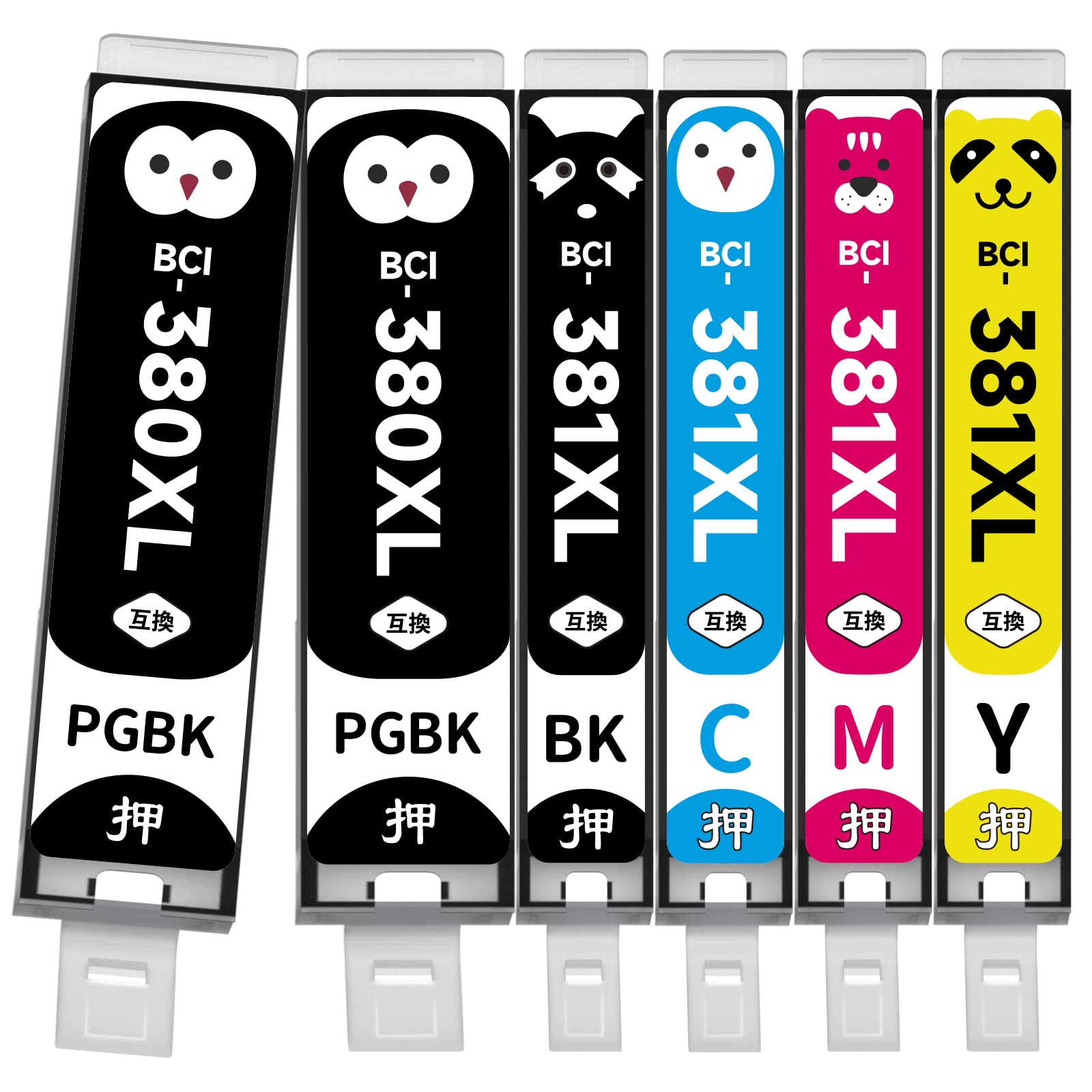 【WYFYINK】キヤノン用 Canon BCI-381 BCI-380 XL 互換 インク PIXUS TS8430 TS8330 TS8230 TS8130 TS7430 TS7330 TS6330 TS6230 TS6130 TR9530 TR8630 TR8530 TR7530 TR703 大容量 インクカートリッジ 5色6本 マルチパック 380 381 5MP 説明書付き