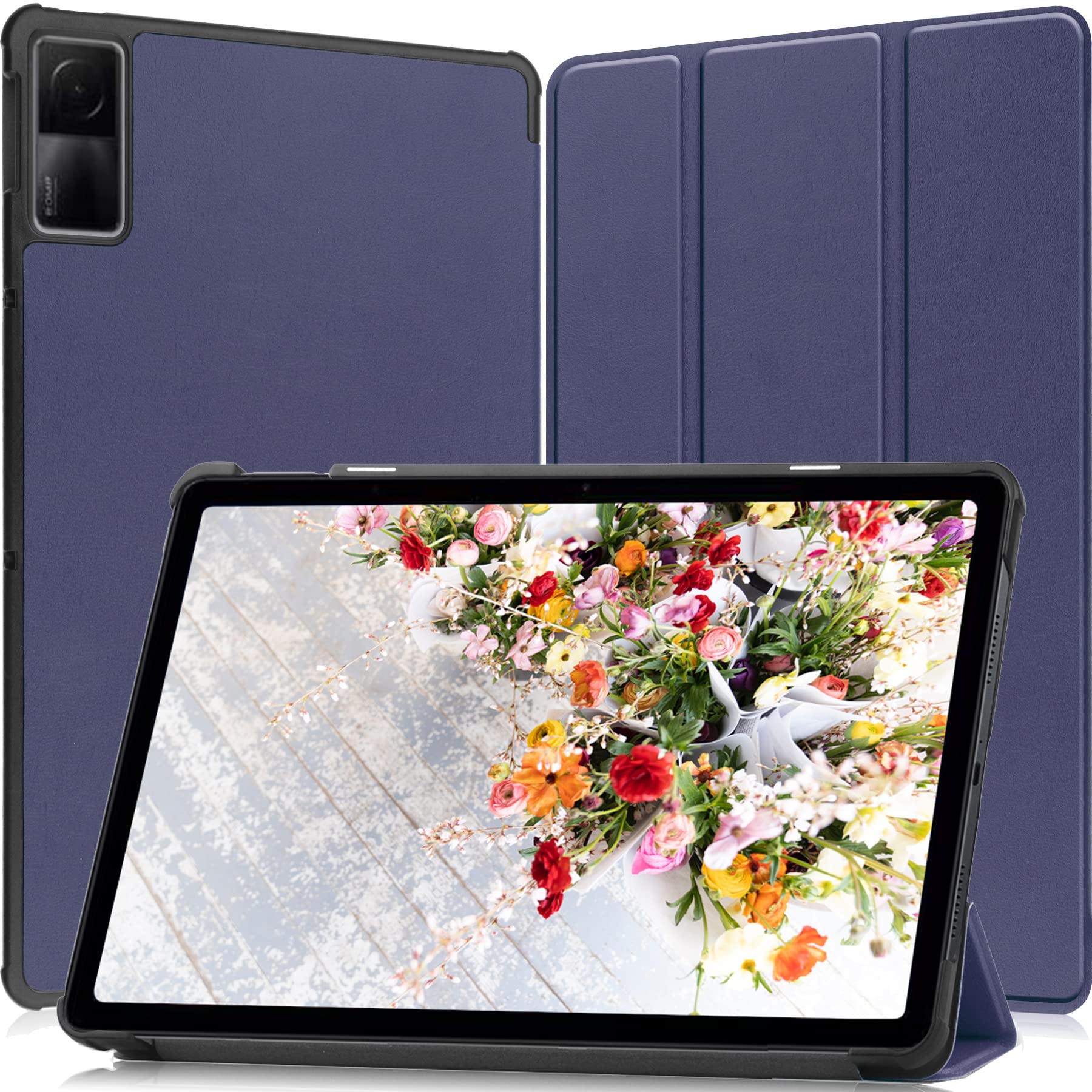2022年発売 Xiaomi Redmi Pad タブレット 10.61インチ 用のケース タブレット ケース 新型 FOR Redmi Pad 用のカバー スタンド機能付き 保護ケース ?つ折 マグレット開閉式 薄型 超軽量 全面保護型 Xiaomi Redmi Pad 10.61インチ 用のスマートケース PCduoduo (ダークブ