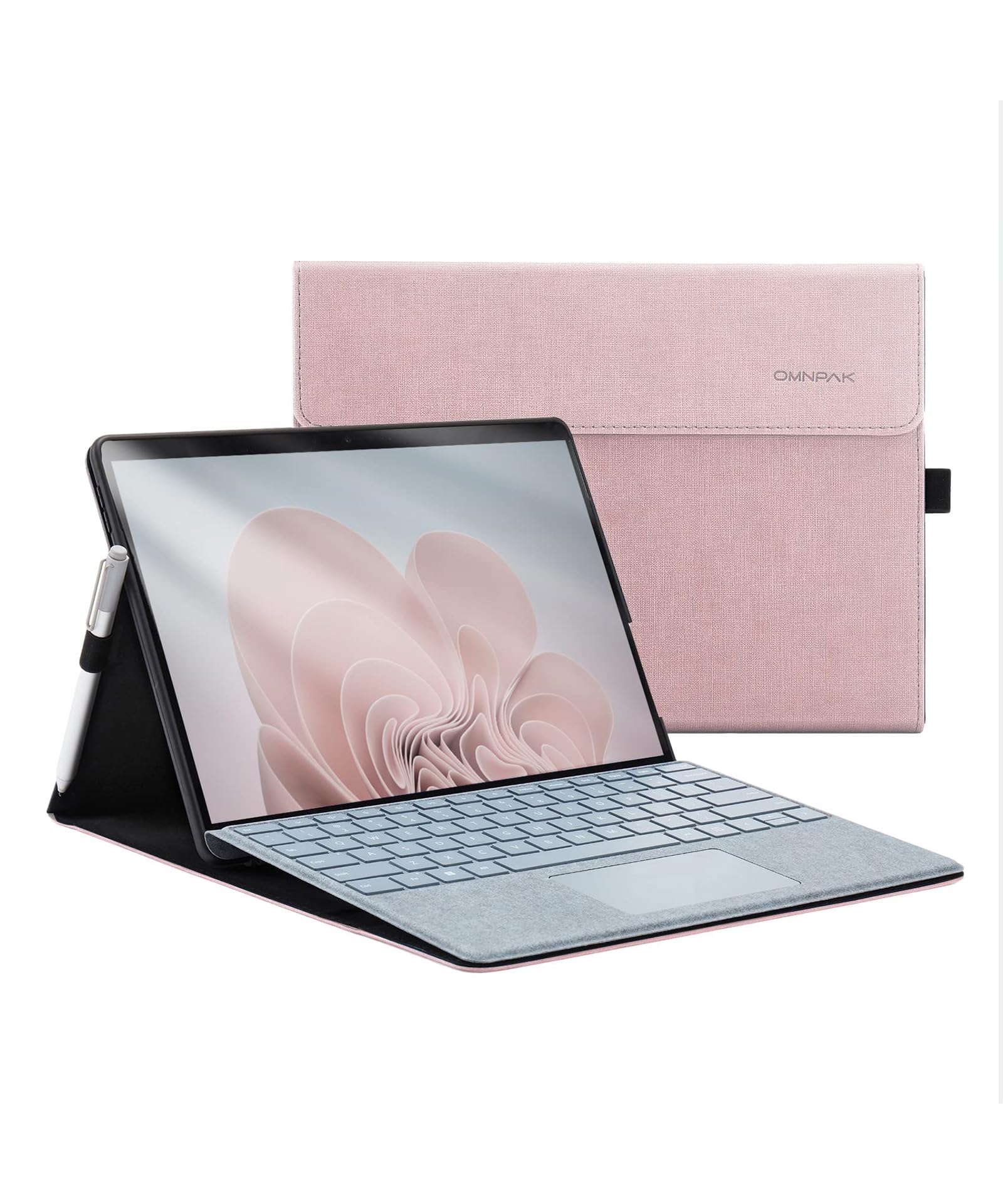 【送料無料】Omnpak Microsoft Surface Pro 11 / Surface Pro 10 (2024) / Surface Pro 9(2022) ケース マイクロソフト 専用保護カバー 表面内蔵保護 多視角 スタンド キーボードを収納可能軽量 薄型 ペンホルダー付き PU スマート