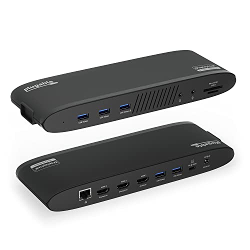 Plugable 14-in-1 USB-C トリプルモニタ ドッキングステーション 100W 充電 Windows、Mac、Chromebook 対応 - DisplayLink 使用