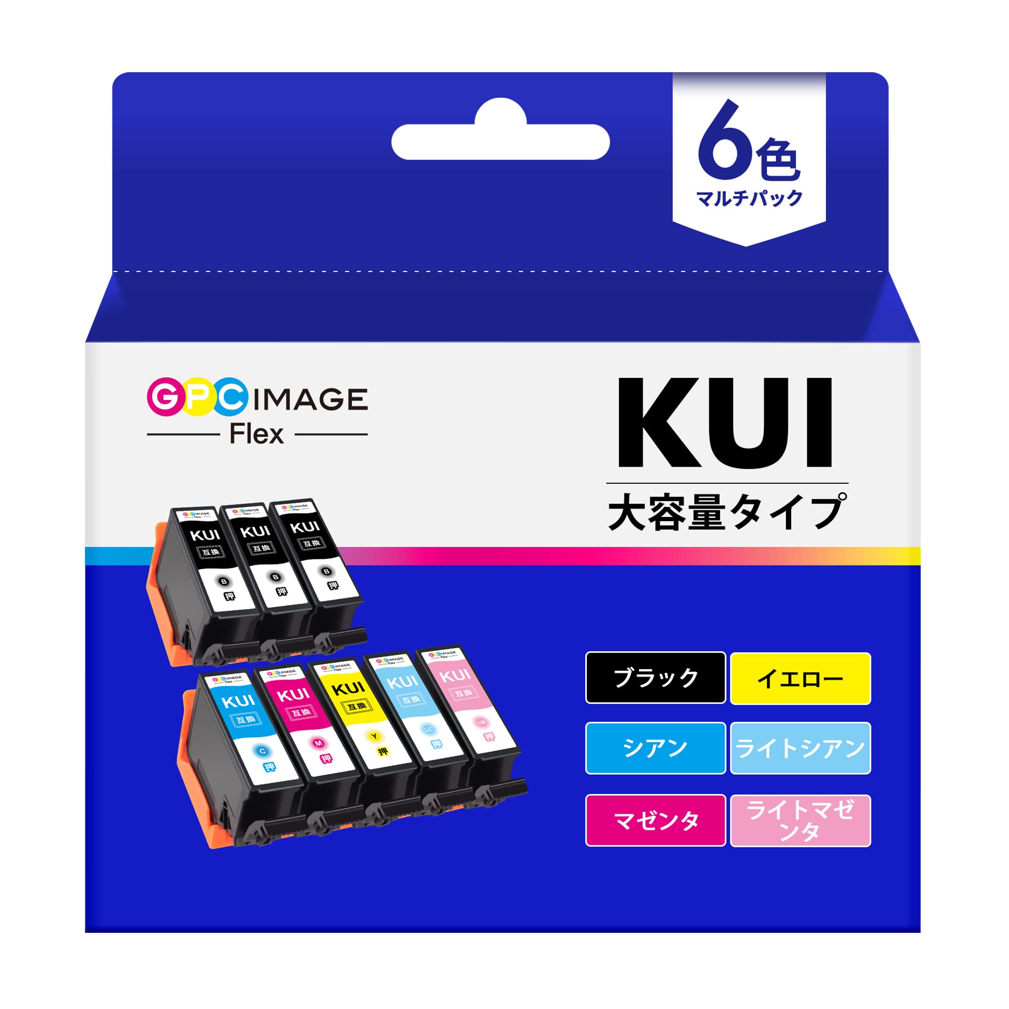 GPC Image Flex クマノミ インク エプソン 用 KUI-6CL-L 互換インク 6色セット + KUI-BK *2 クマノミ インク 純正 と併用可能 EP-880AW EP-880AB EP-880AR EP-880AN EP-879AW EP-879AB EP-879AR インク 【新・旧パッケージ任意発送】