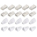 PATIKIL RJ45 CAT6シールドコネクタ RJ45エンドシールドモジュラープラグ 通過8P8Cコネクタ ホワイトブーツカバー付き ネットワークケーブル用 20個のパック