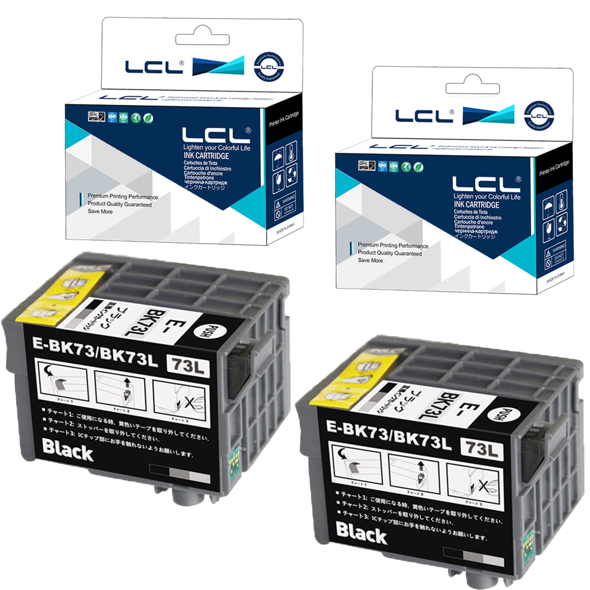 LCL エプソン用 ICBK73 顔料 互換インクカートリッジ (2パック ブラック) 対応機種： PX-K150 PX-S155