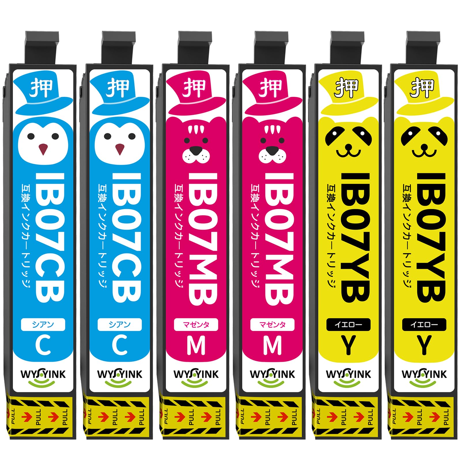 【WYFYINK】Epson エプソン用 IB07CB IB07MB IB07YB 互換 インク IB07 PX-M6010F PX-M6011F PX-S6010 マウス 3色 マルチパック IB07CL4B 大容量 インクカートリッジ 取扱説明書付き 残量表示対応