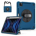 Miesherk iPad Air 第5世代 ケース ipad air 第4世代 ケース 10.9 インチに対応 ipad pro 11インチ ケース 第4/3/2世代に通用 iPad Pro 保護カバー 耐衝撃 丈夫 防塵 360°回転スタンド 精密カット ペン収納 ハンド&ショルダーストラップ 仕事 現場 子供に対応