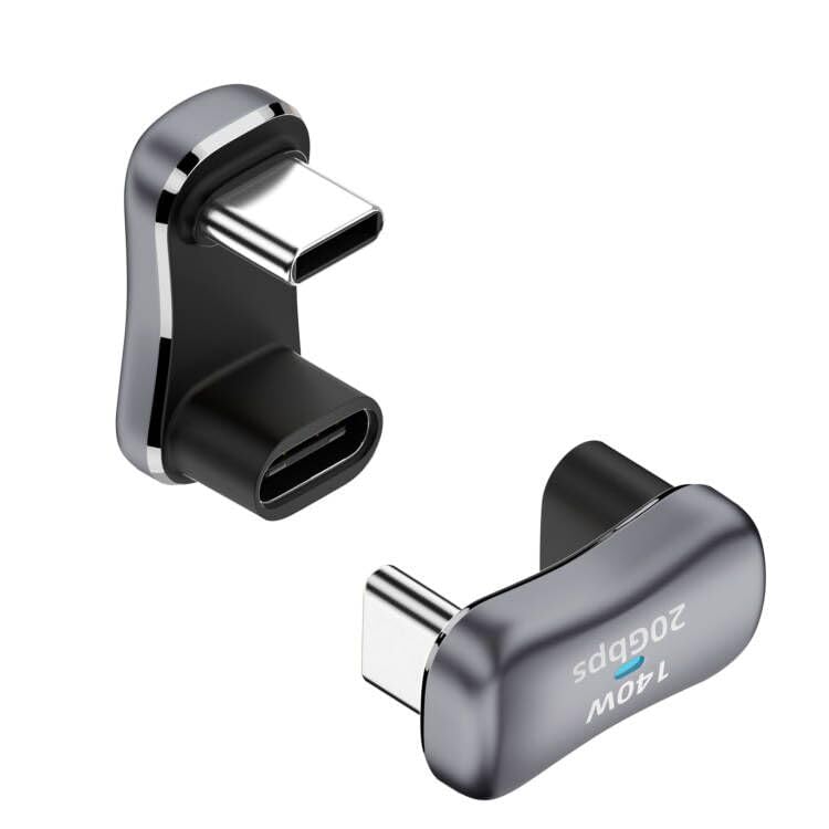 【送料無料】Duttek USB C 180度アダプター140W、U字型USBCからUSBCアダプター、0.4インチの間隔をもつU字型エクステンダーコネクター、20Gbpsの4K@60HZビデオをサポート、Steam Deck、スイッチ、タブレット、電話に対応、2個セット
