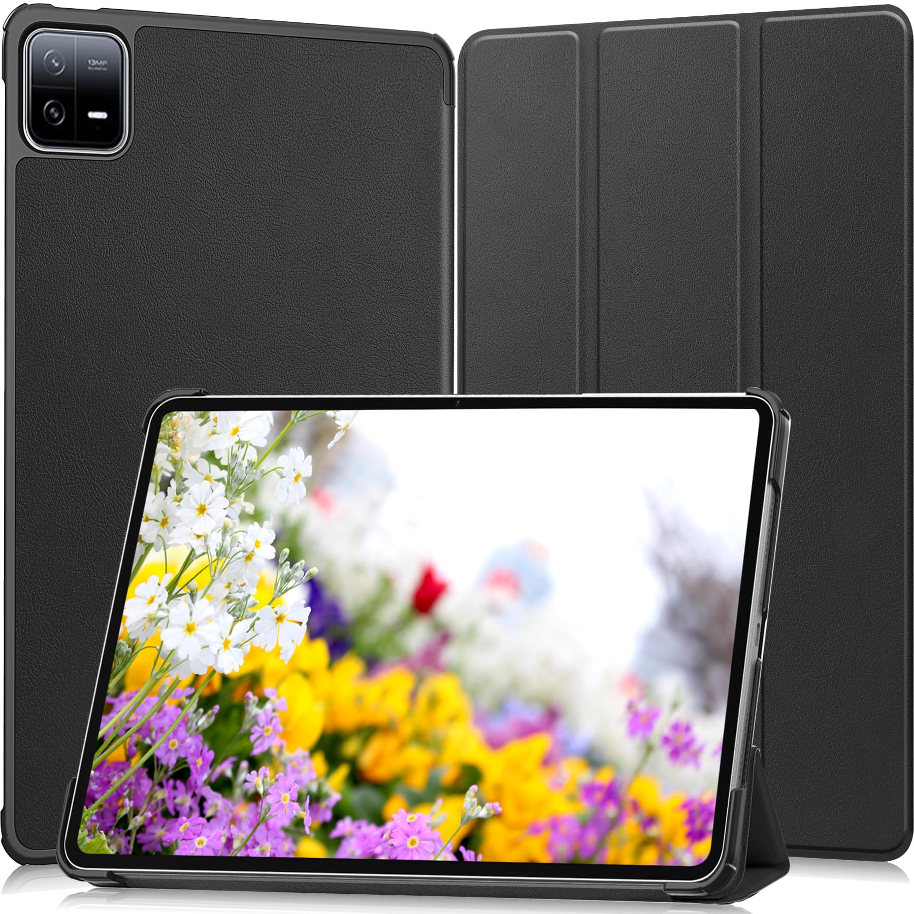 2023年発売 Xiaomi Pad 6 11インチ 用のケース タブレット ケース 新型 FOR Xiaomi Pad 6 11インチ 用のカバー スタンド機能付き 保護ケース ?つ折 マグレット開閉式 薄型 超軽量 全面保護型 FOR Xiaomi Pad 6 11インチ 用のスマートケース PCduoduo (ブラック)