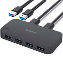 BENFEI USB 3.0 切替器 高速転送 USB 切り替え PC2台用 プリンタ マウス キーボード ハブなどを切替 手動切替器 プリンタ 切り替え機 USBケーブル×2 1.5m (附属品) (パソコン2:USB機器4)