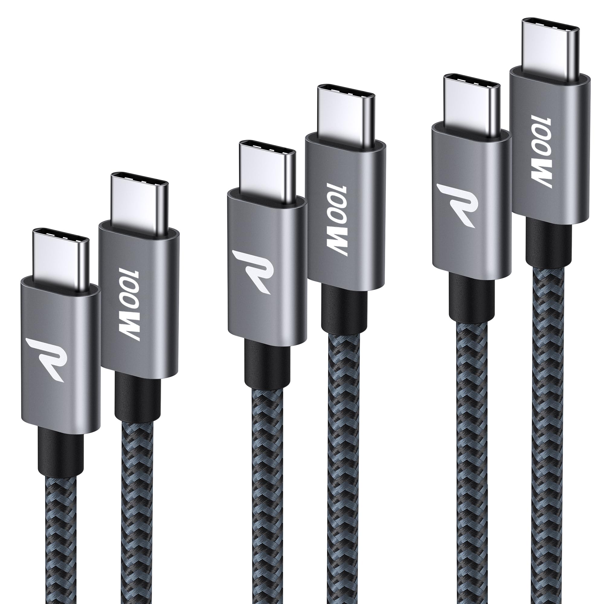 【送料無料】【3本セット 1m+1m+2m】RAMPOW USB C ケーブル PD3.0対応 100W/5A 超...