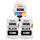 TacTink BC-365XL BC-366XL 詰め替えインクカートリッジ Canon TS3530 インク BC-365XL(顔料ブラック2本) BC-366XL(染料カラー1本) 合計3個セット BC-365 BC-366 互換インク キャノン インク 365 366 大容量(2)