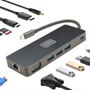 Leehitech 11-in-1 トリプルディスプレイドッキングステーション【1Gbps RJ45+4K HDMI+1080P VGA+DP投影+3*USB3.2 A+PD100充電+TF&SDカードスロット搭載+3.5mmヘッドフォンジャック】プラグ&プレイ。Macbook Air/Pro、Rog Ally、Dell、XPS、HP、Surface Go、Samsung、L