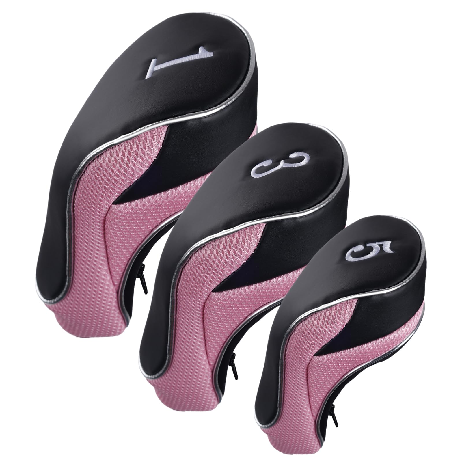 【送料無料】Andux ゴルフマジックテープ ドライバーヘッドカバー ウッドヘッドカバー 460cc 交換可能な番号タグ付き 3個セット MT/MG12 (ピン...