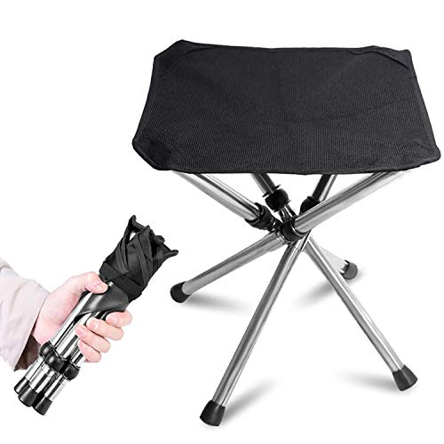 【送料無料】KVASSアウトドアチェア 折りたたみ椅子 軽量 コンパクト キャンプ イス 4脚伸縮 耐荷重100kg 収納バッグ付き 釣り 運動会 登山 BBQ ステンレス鋼 (Black)