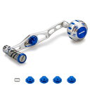 【送料無料】HEIGHTEN 改良型 70/45mm リール ハンドル シマノ(SHIMANO) ダイワ(DAIWA) アブ(Abu) ベイトリール 通用 V2.0 (シルバー/ブルー(ノブ)&シルバー(ハンドル)) (131)