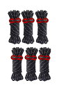 LIKENNY テントロープ 4mm * 4m 耐荷重200KG ガイロープ パラコード ロープ ガイライン タープロープ 反射材 自在金具付き キャンプ アウトドア 物干しざお 【6本セット】ブラック