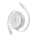 toocki usb c ケーブル 100W 巻取り式 タイプc ケーブル 両引きタイプ USB-C to USB-C PD急速充電 typec ケーブル 【ホワイト 95cm】独自デザイン 持ち運び便利 usb ケーブル Phone 16/16 Plus/16 Pro/16 Pro Max/スマートフォン/タブレット対応