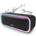DOSS SoundBox Pro Bluetooth スピーカー20W 強化された低音 ワイヤレス ポータブル 小型 ブルートゥース スピーカー【イルミネーション機能 20時間再生 IPX6防水 パッシブラジエーター搭載 ワイヤレスステレオ Aux/TFカード対応/風呂/アオトドア適用】(ブラック)