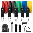 VEICK (ベイック) トレーニングチューブ チューブトレーニング 強度別5本セット エクササイズバンド フィットネスチューブ 自宅筋トレチューブ 説明書・収納袋付き