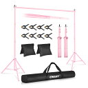 EMART 背景スタンド 撮影スタンド ピンク 200x300cm 幅、高さ調節可能 背景布/グリーンバックスタンド 生放送、web会議、ビデオ通信、動画などに適用 グリーンバック、背景紙、クロマキー合成、テレワーク、オンライン授業、オンライン飲み会などに大活躍(サンドバッグ