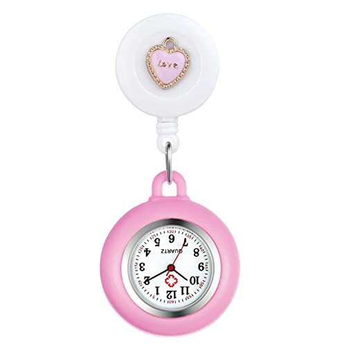 【送料無料】Lancardo ナースウォッチ クリップ 可愛い ハート 伸び縮み 時計 看護師 逆さ 防水 シリコンウォッチ ポケットウォッチ アナログ クオー...