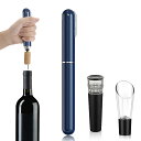 GreenGee エアーポンプ式ワインオープナー ワインの注ぎ口とコルク栓付き 2in1 空気圧ワインオープナー ポータブル コルク栓 抜きオープナー フォイル...