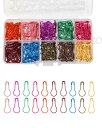 harukita 安全ピン タグピン ニットピン 金属製 ひょうたん形 段数リング 編み物ツール 手芸用品 収納ケース付き 10色 約300個セット