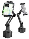 【令和7年新登場】TOPGO 車載タブレットカップホルダー ドリンクホルダー 伸縮アーム iPad 車用スタンド 360度回転 取り付け簡単 安定して揺れない 15~29センチのタブレットやスマートフォンに対応