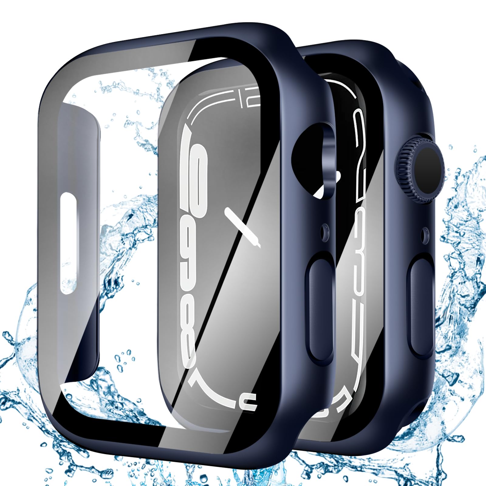 【2024改良ケース】YUGYUG 対応 アップルウォッチSE2/SE/6/5/4 カバー 44mm Apple Watch SE2/SE/6/5/4 ケース 44mm PC素材 IP68 防水ケース Apple Watch ケース ガラスフィルム 一体型 日本旭硝子材 二重構造 Apple Watch カバー 全面保護 強化ガラス キズ防止(44mm,ブル(2)