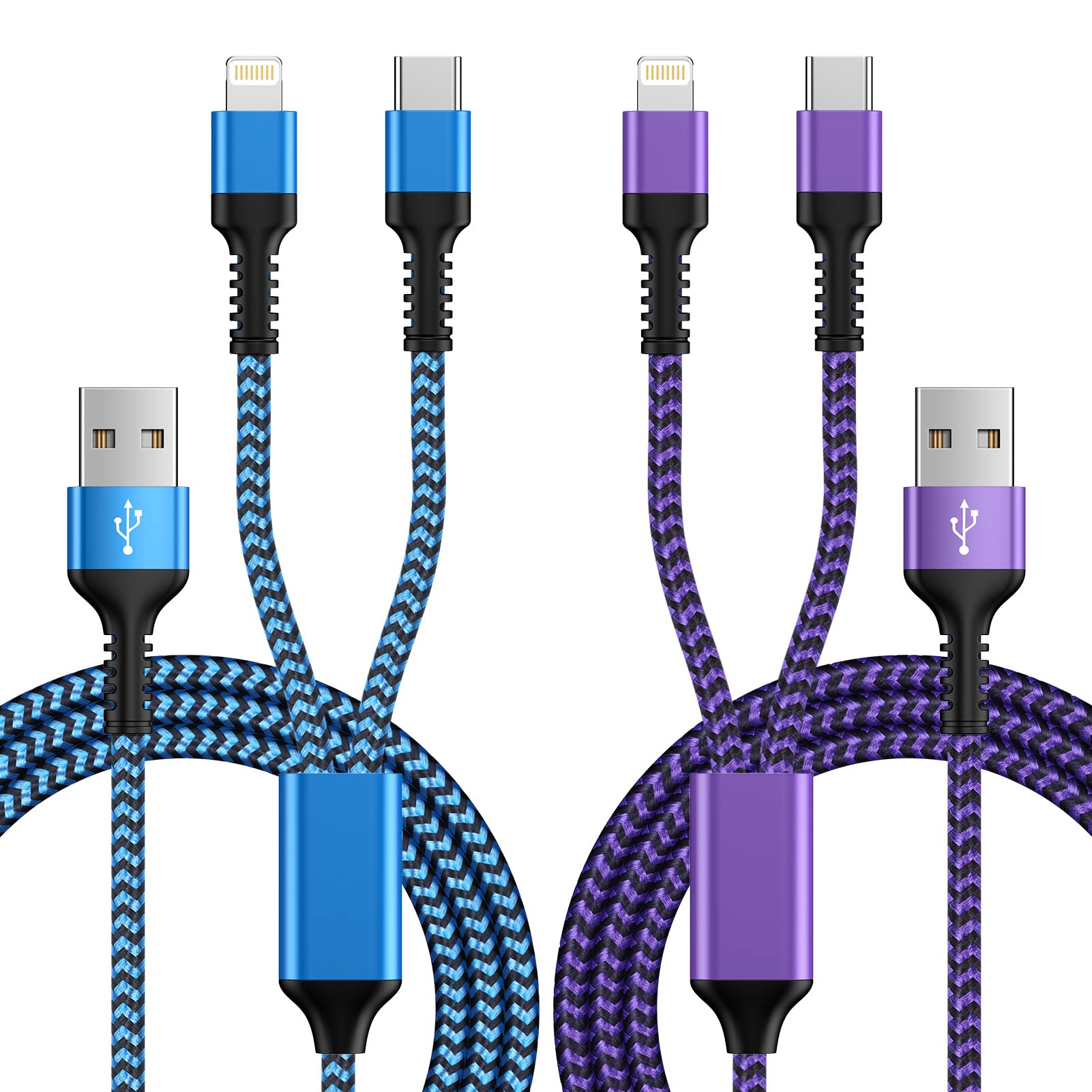 2in1 充電ケーブル iPhone 充電ケーブル &Type-C ケーブル 2台同時充電コード 最大...