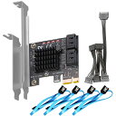 GLOTRENDS SA3034A 4ポートPCIe SATA3.0拡張カード、OSブートをサポート、SATAケーブルおよび1:5 SATAスプリッタ電源ケーブ...