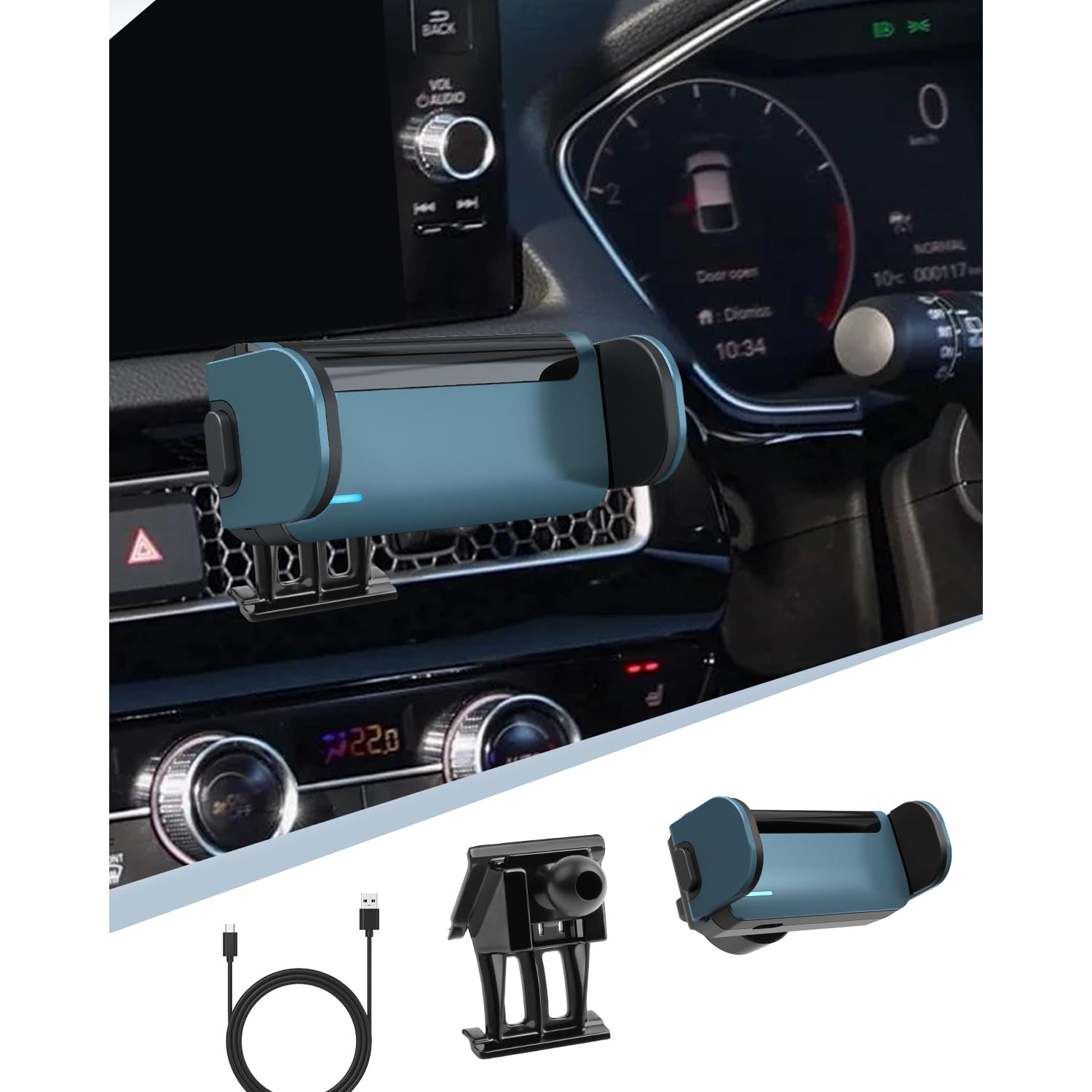 BIBIBO ホンダ シビック FL1 FL4 11代目 専用 シビック スマホホルダー 車載 civic fl4 fl1 パーツ 携帯ホルダー 電動型 シビック アクセサリー 自動開閉 エアコン吹き出し口 車用スマホスタンド 360度回転 片手操作 安定 騒音なし スマートロック 小型 多機種対応