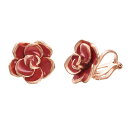 Yoursfs 薔薇 イヤリング 痛くないイヤリング クリップ レディース おしゃれ 赤 バラ 花 エナメル 18k ピンクゴールド イヤリング 女性 ピアス ...