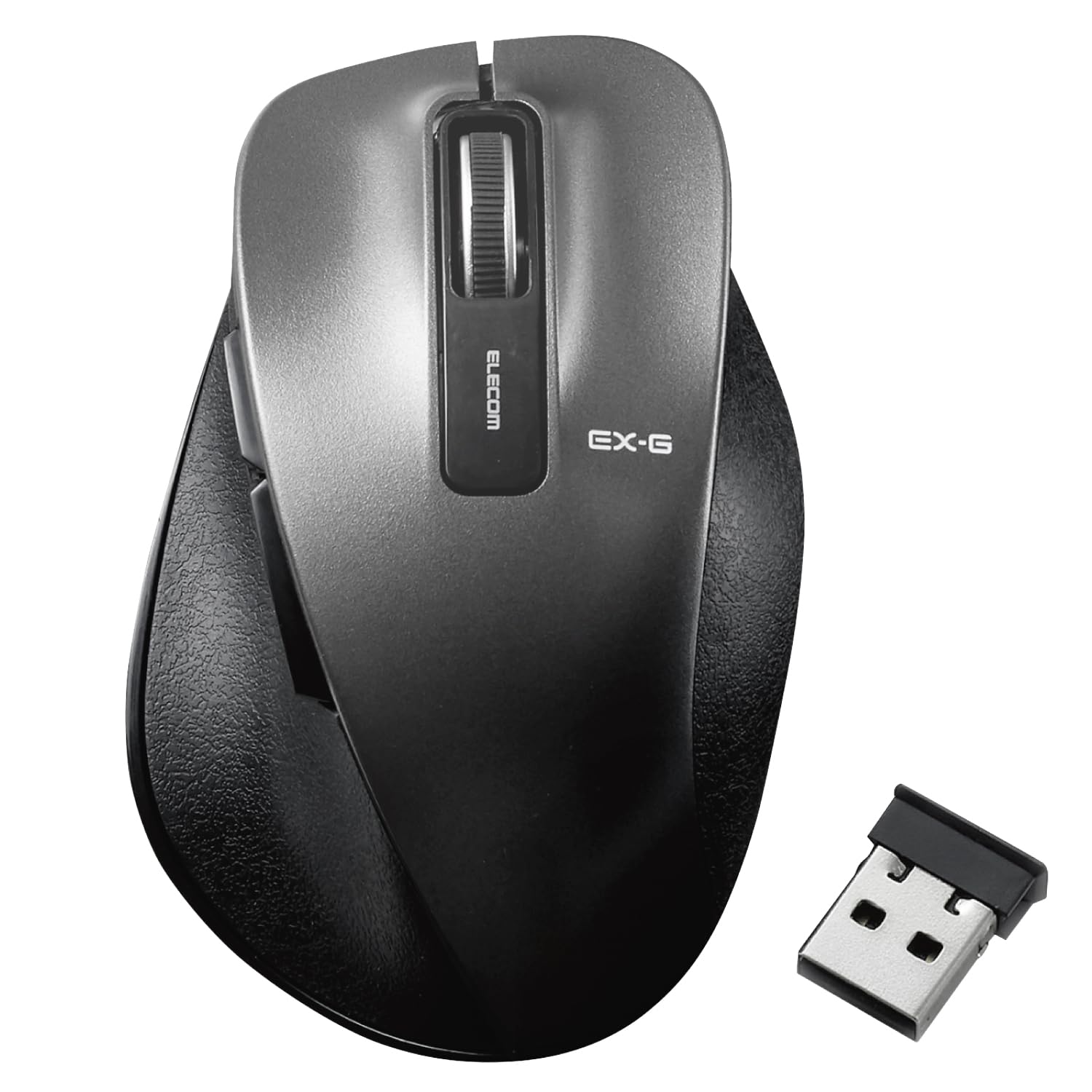 【送料無料】エレコム マウス ワイヤレス Mサイズ 5ボタン(戻る・進むボタン搭載) BlueLED 握りの極み ガンメタリック M-XGM10DBBK/EC