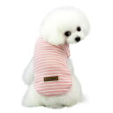 【送料無料】Kingsie 犬服 Tシャツ 夏用 犬の服 可愛い ストライプ ベスト ドッグウェア 中小型犬 猫 ペット服 春夏秋 お出かけ 散歩 (M, ピンク)