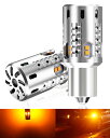 【送料無料】SUPAREE S25 シングル球 LED ウインカー ピン角違い 150度 BAU15S 純正交換 冷却ファン付き ハイフラ防止抵抗内蔵 ステルス仕様 無極性 DC12V車用(ハイブリッド車・EV車対応) LEDウインカーバルブ アンバー 2個セット