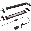 【送料無料】水槽 ライト タイマー付き LEDライト60個 四色 3つの照明モード 明るさ調整 水槽照明 アクアリウムライト 45-60cm水槽用 スライド式 防水 観賞魚飼育 水草育成 省エネ(ブラック, 11W)