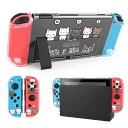 DLseego 猫 Switch 用 ケース クリアケース ニンテンドースイッチ カバー 透明スイッチカバー クリアカバー 分体式カバー PC素材 超軽量 耐衝撃 取り外し簡単 傷つけ防止 全面保護 可愛い have a nice day