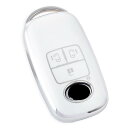 ZANEKO キーケース 適合トヨタ ライズ ルーミー キーカバー適合ダイハツ ロッキー 新型タフト タント カスタム スマートキーケース トール キーホルダー(4ボタン、シルバーホワイト)