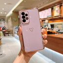 QLTYPRI Samsung Galaxy A53 5G ケース SC-53C/SCG15 ケース かわいい メッキラブハートソフト TPU カバー 女性 人気 軽量 スマホケース レンズ保護 落下防止 カバー ワイヤレス充電対応 ストラップホール付き携帯電話ケースギャラクシーA53用カバー - パープル