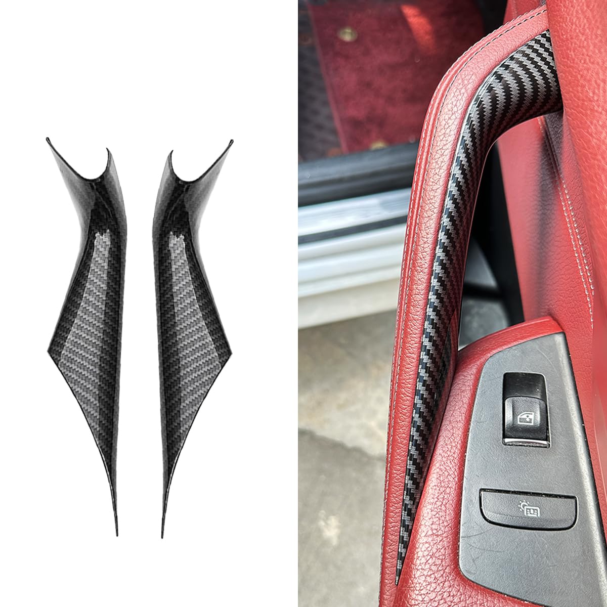 【送料無料】ZdeduoCar BMW向け 専用設計 5 シリーズ G30 G38（2018年-2021年）カーボン柄 用内部ドアハンドルカバー、インテリアドアプルハンドルカバー 左右1個ずつ（カーボン柄）