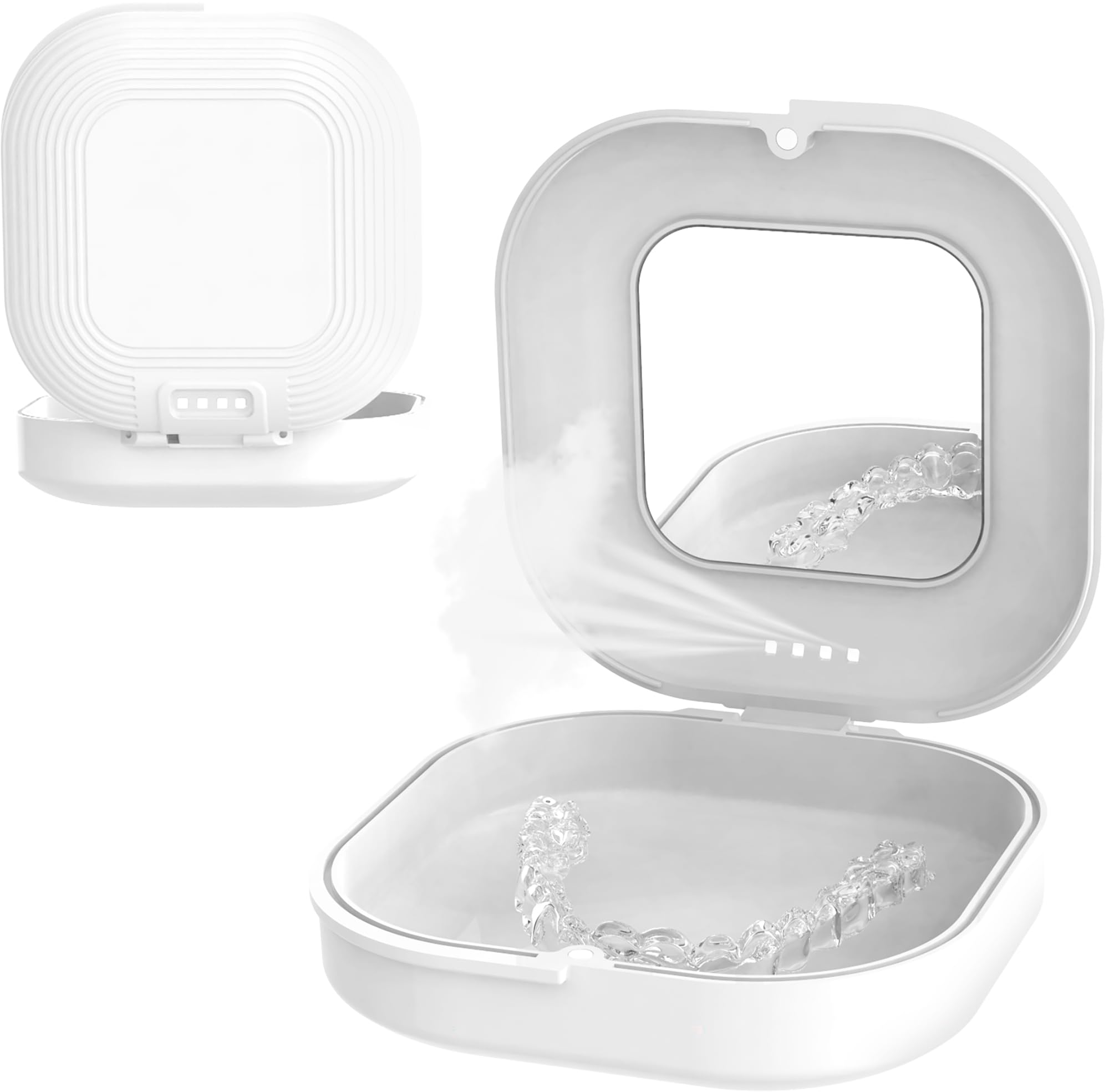 【送料無料】xuanli ミラー付きスリムリテーナーケース、マウスピース対応、おしゃれな義歯・部分入れ..