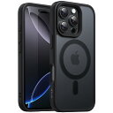 JETech iPhone 16 Pro 6.3インチ用 マグネット ケース MagSafeに対応 半透明のマット背面 薄型 耐衝撃 カバー (ブラック)