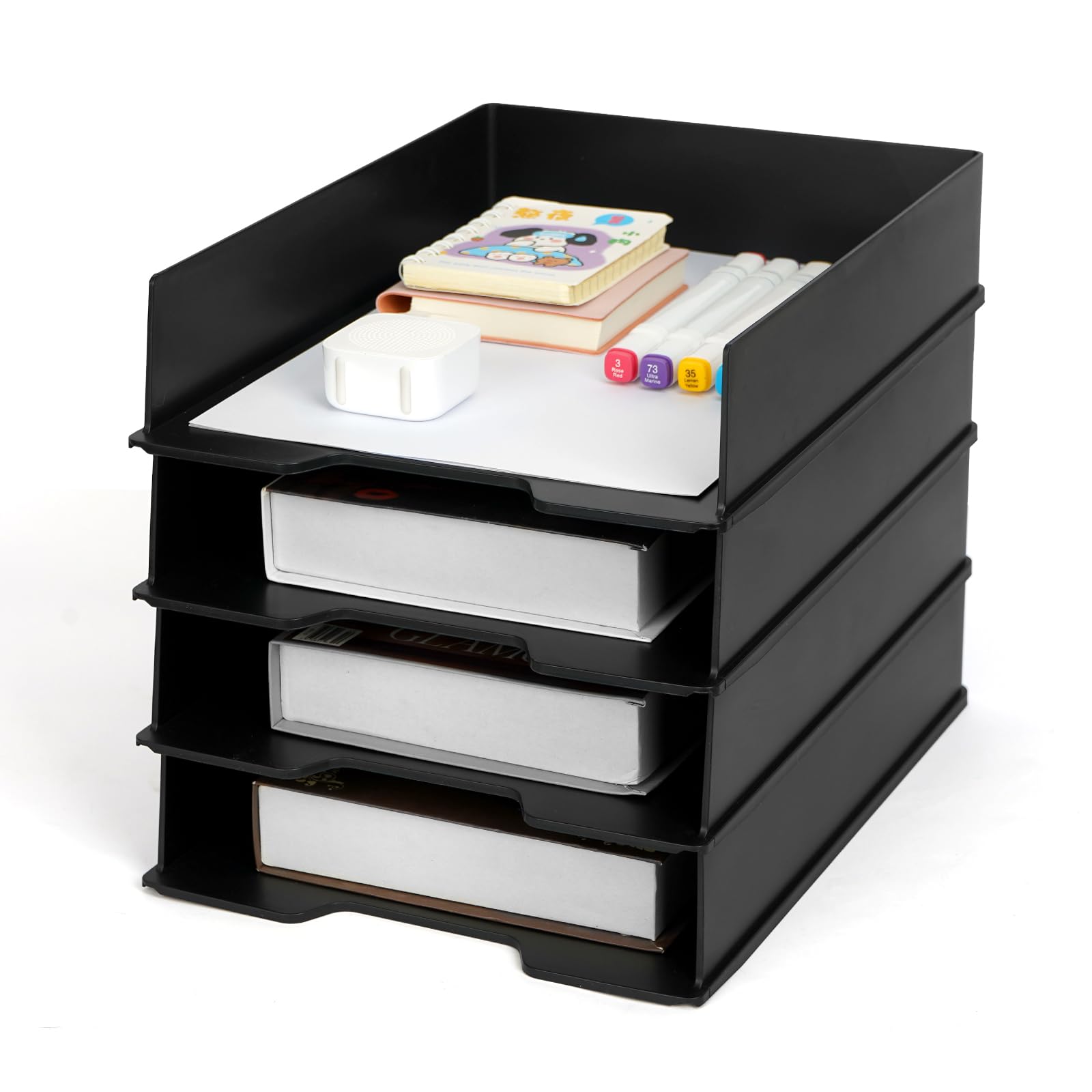 RAIN QUEEN 書類トレー a4 レターケース レタートレー 収納 書類トレー スリム A4 縦型 書類収納 小物収納 ファイル収納 卓上収納ラック 書類棚 黒 書類入れ 文房具 収納 整理整頓 積み重ね可能