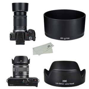 JJC (1+1) ABS 可逆式 レンズフード Canon ET-60B & Canon EW-53 互換 Canon RF-S 55-210mm F5-7.1 IS STM & Canon RF-S 18-45mm F4.5-6.3 IS STM レンズ 用 Canon EOS R50 デュアルレンズキット に対応