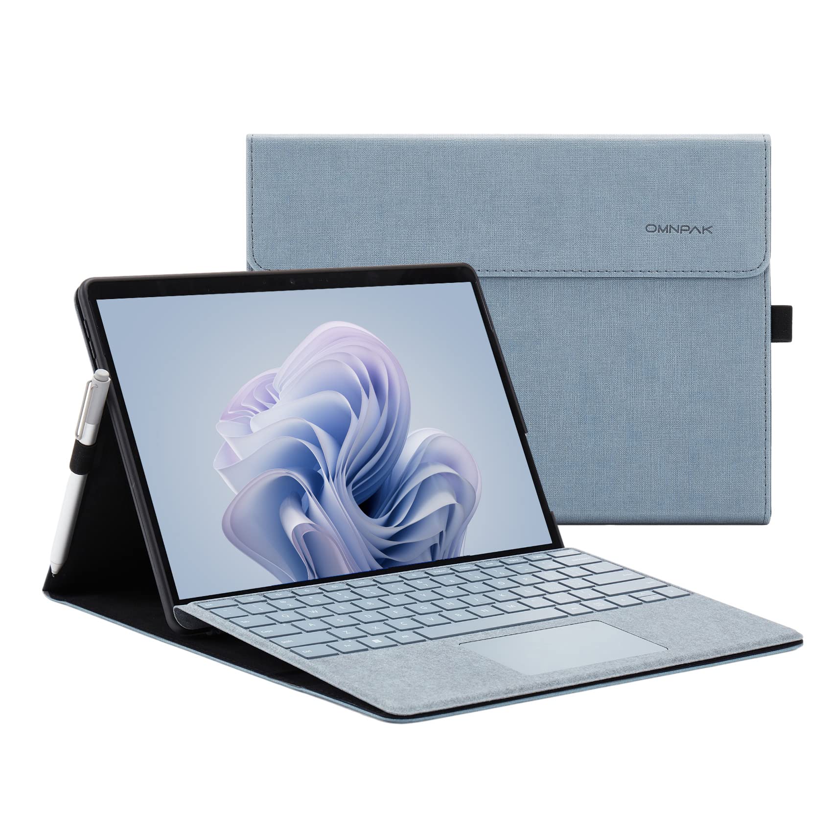 【送料無料】Omnpak Microsoft Surface Pro 11 / Surface Pro 10 (2024) / Surface Pro 9(2022) ケース マイクロソフト 専用保護カバー 表面内蔵保護 多視角 スタンド キーボードを収納可能軽量 薄型 ペンホルダー付き PU スマート