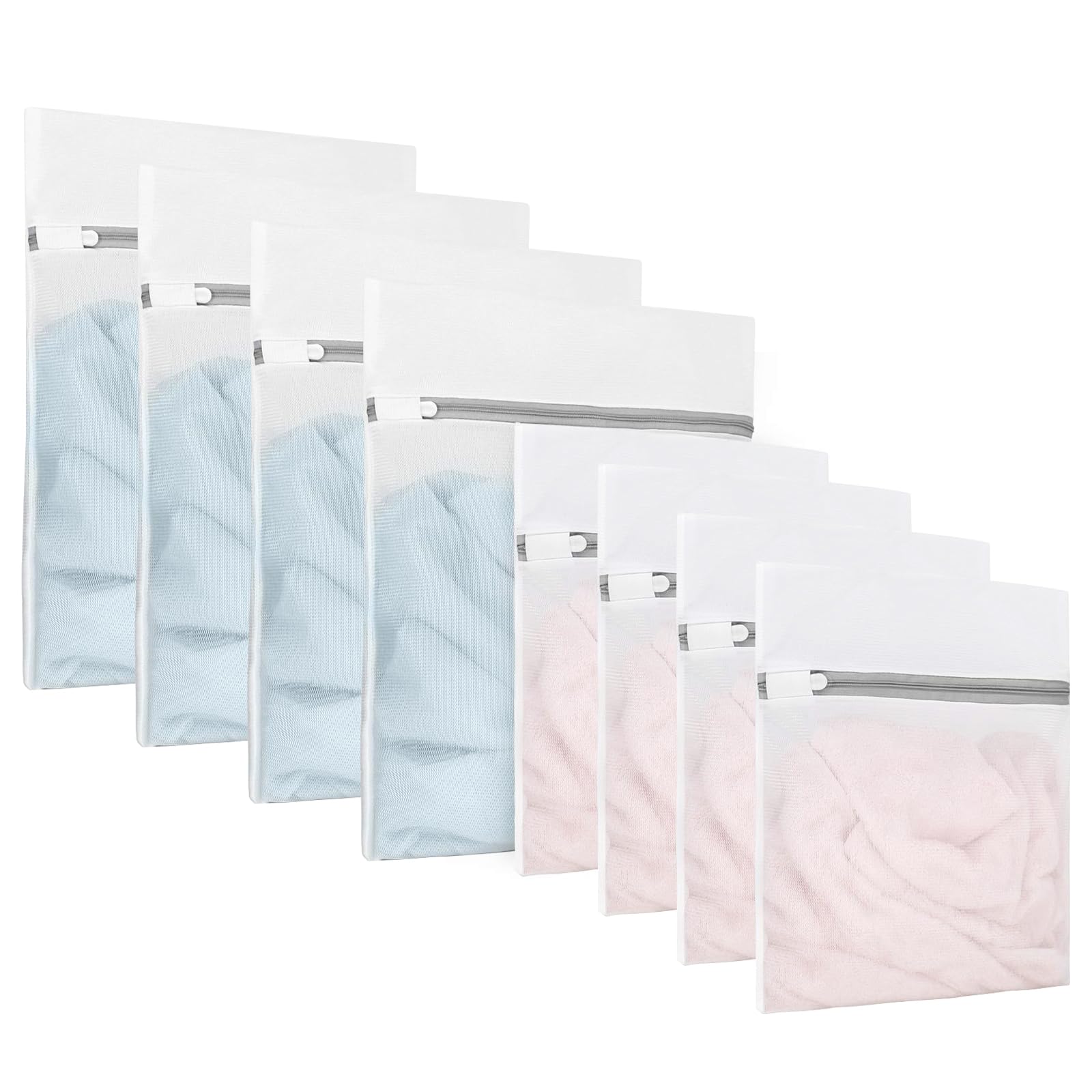 HeGeed 洗濯ネット 洗濯ネット セット 角型 8枚【大*4枚40x50cm+中*4枚30x40cm】ランドリー ネットバッグ 無蛍光 細かい綱目 洗剤ネッ...